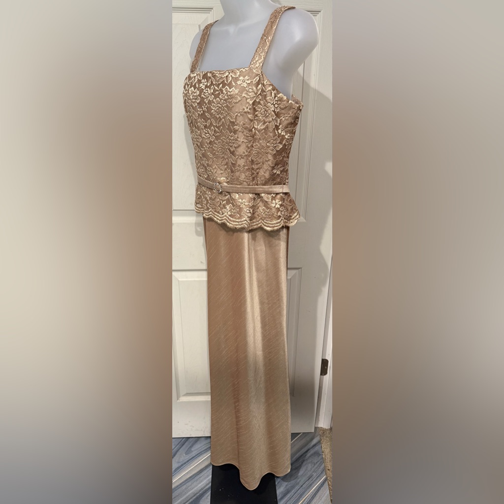 Vtg Jessica Howard Gold Sparkly Lace Rhinestone Embellished Formal Dress